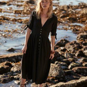 Free People Love of My Life Black Midi Dress Size S